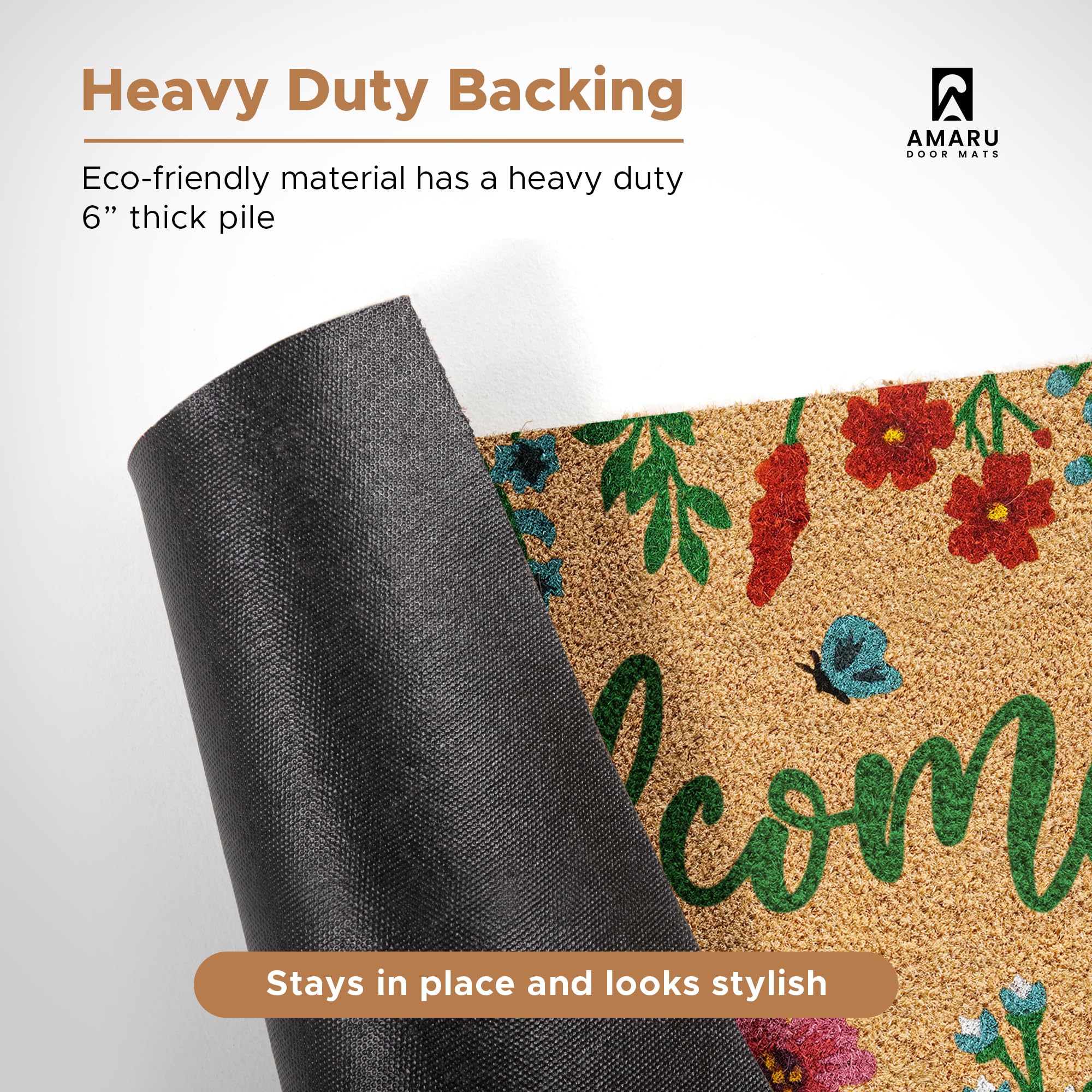 AMARU DOOR MATS natural coconut fibers shown for durability