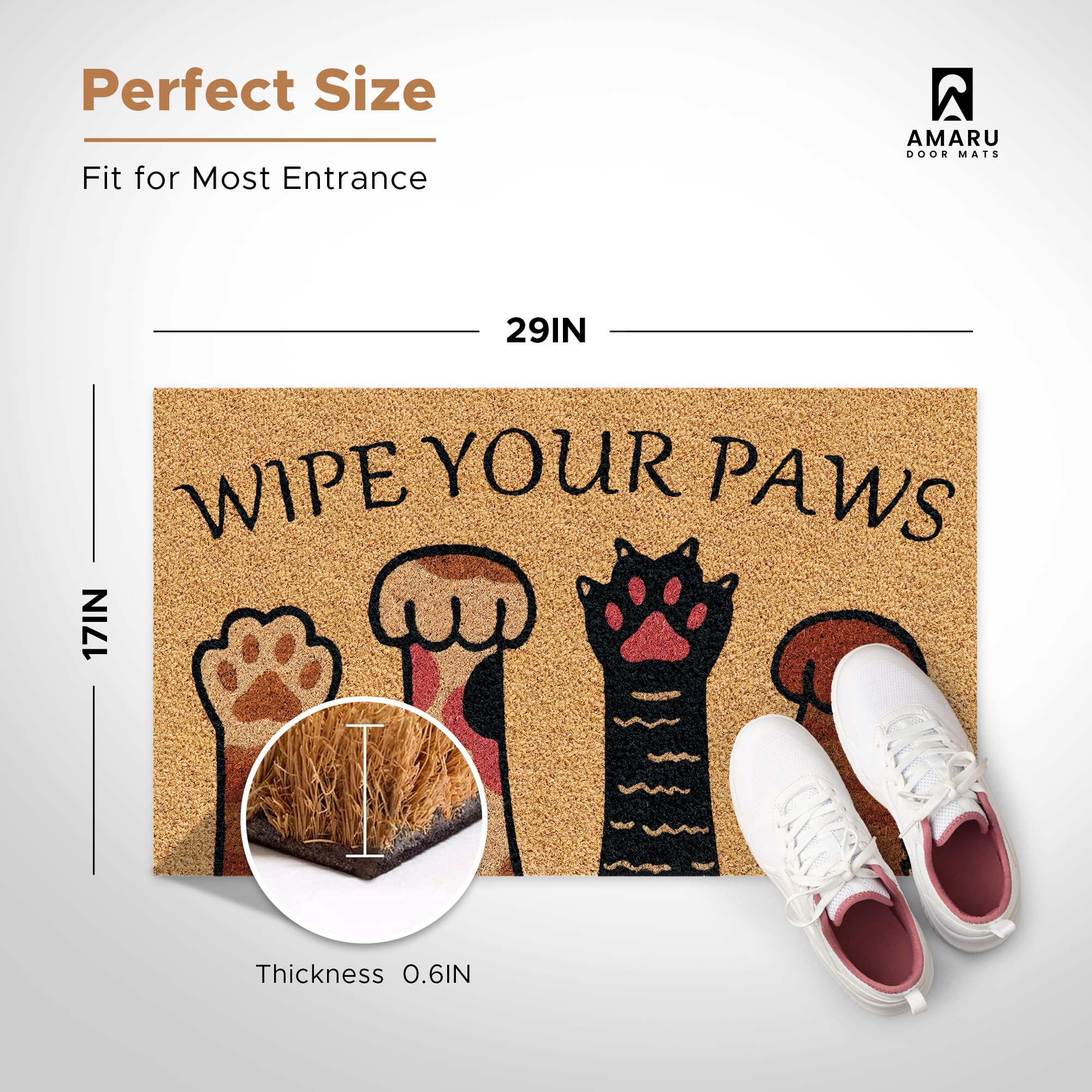 AMARU DOOR MATS heavy-duty backing stays put on most floor surfaces for safer entryways.