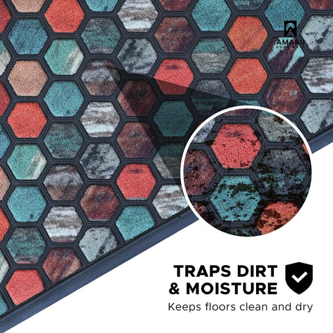 AMARU DOOR MATS Hive raised edges contain dirt near entry and protect floors.