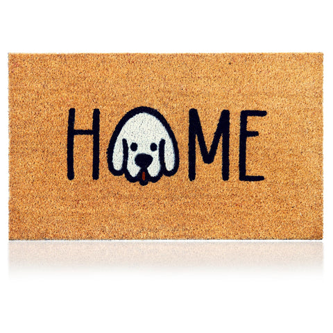 AMARU DOOR MATS Home Dog 17x29 coir mat welcomes guests and traps dirt.
