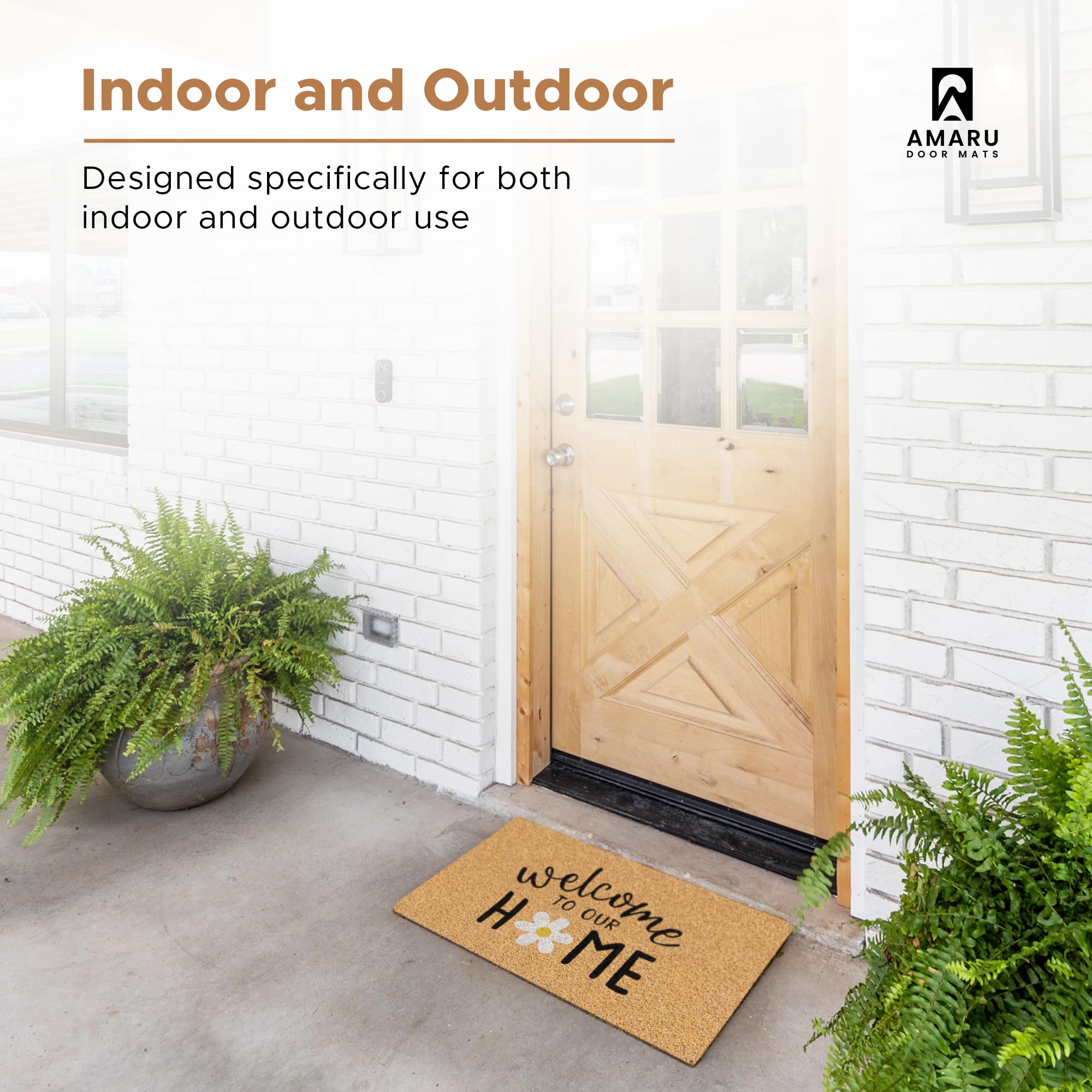 AMARU DOOR MATS minimalist natural design adds calm to porch.