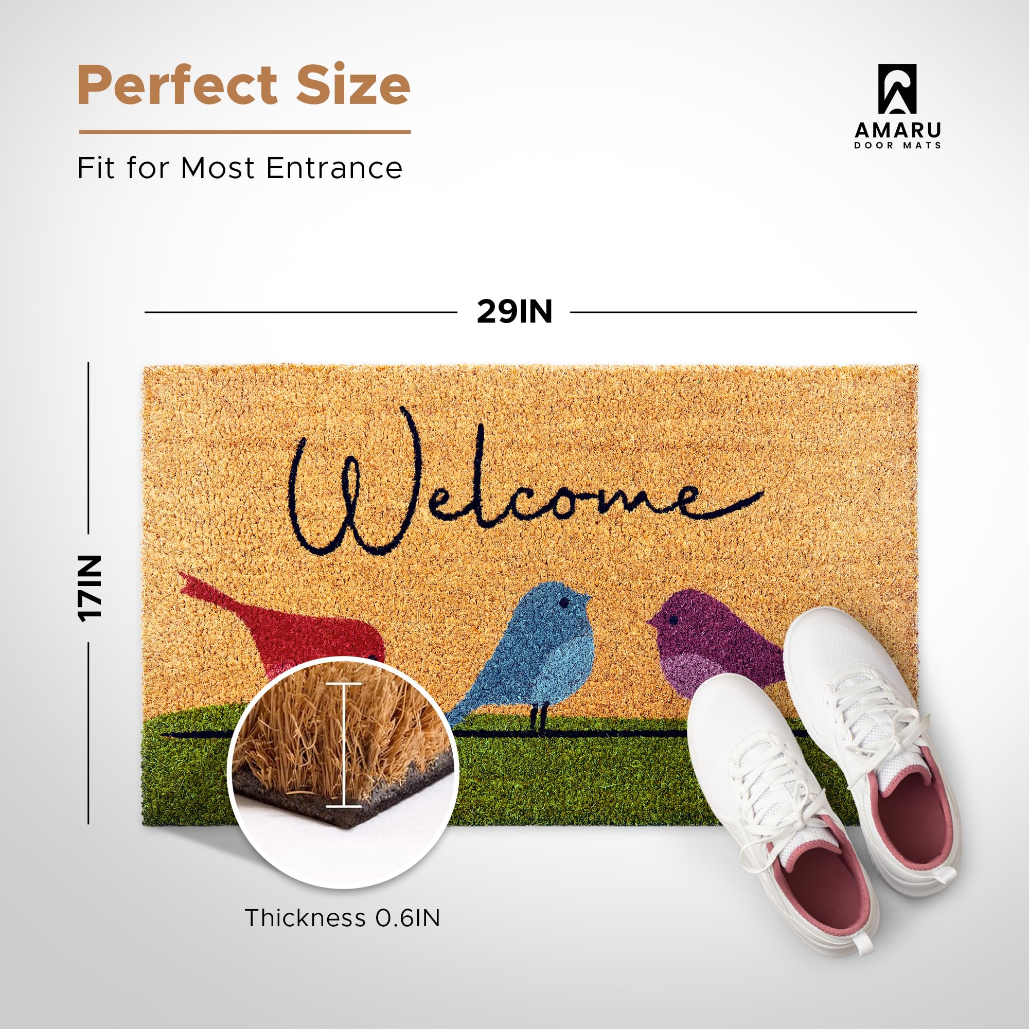 AMARU DOOR MATS Non-slip backing keeps mat securely in place at entryways.