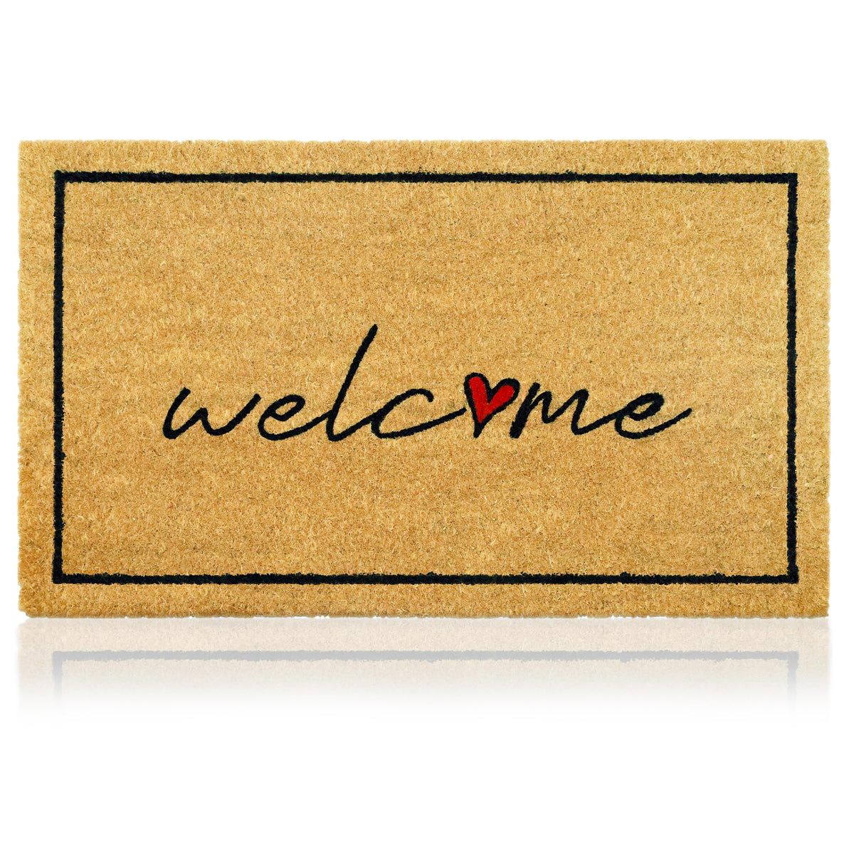 AMARU DOOR MATS Welcome mat at doorway with coconut fiber surface for inviting entry.