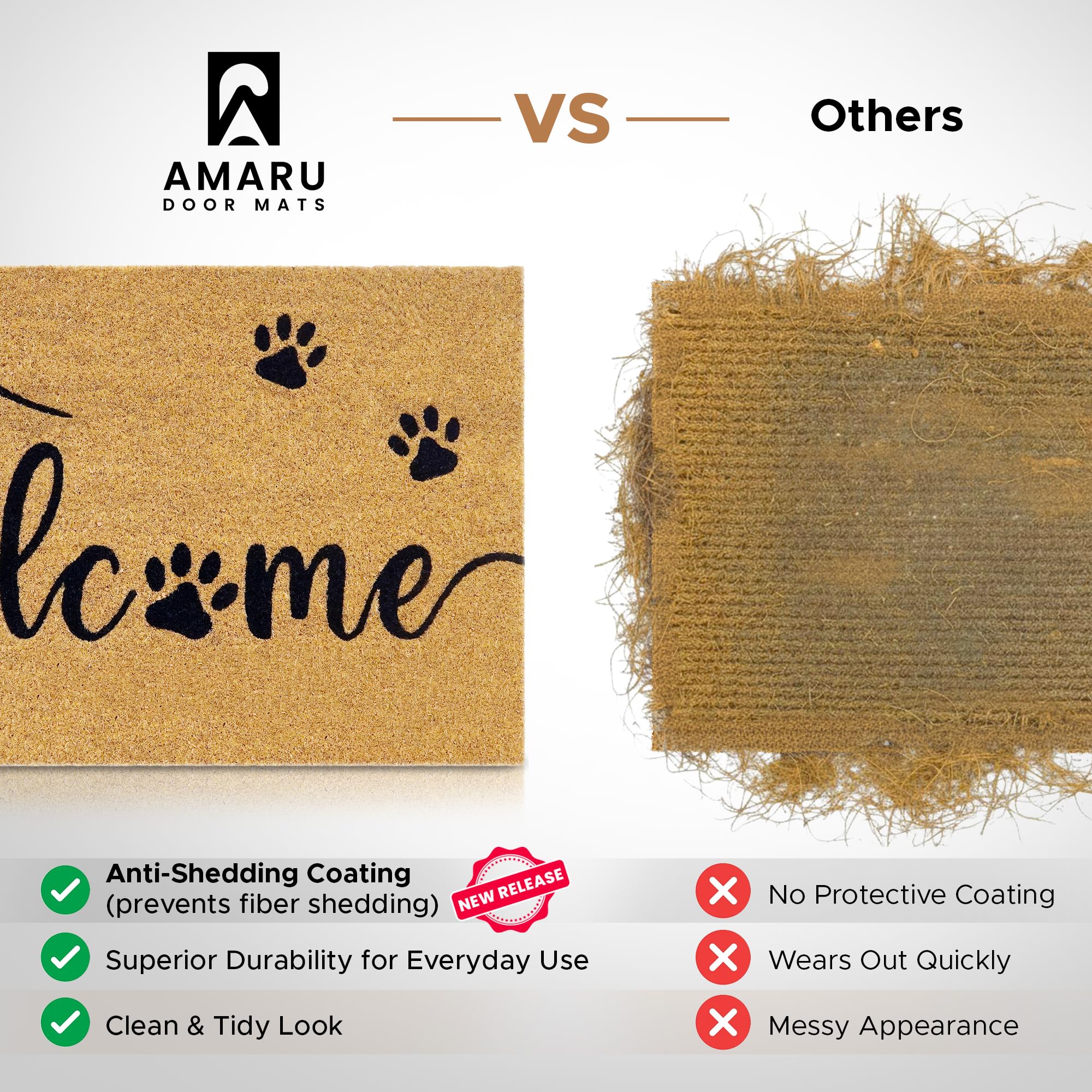 AMARU DOOR MATS Welcome Paws 17x29 inch size fits most doors