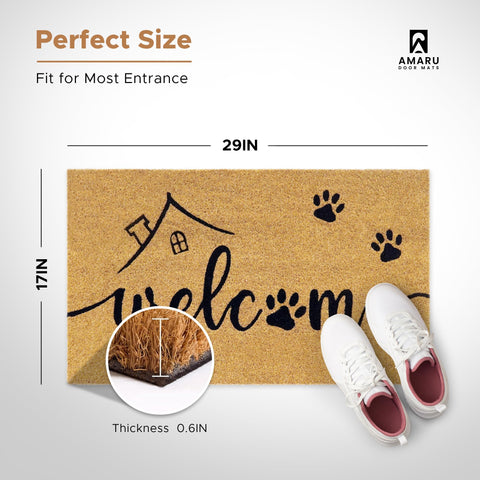 AMARU DOOR MATS Welcome Paws anti-slip backing keeps floors secure