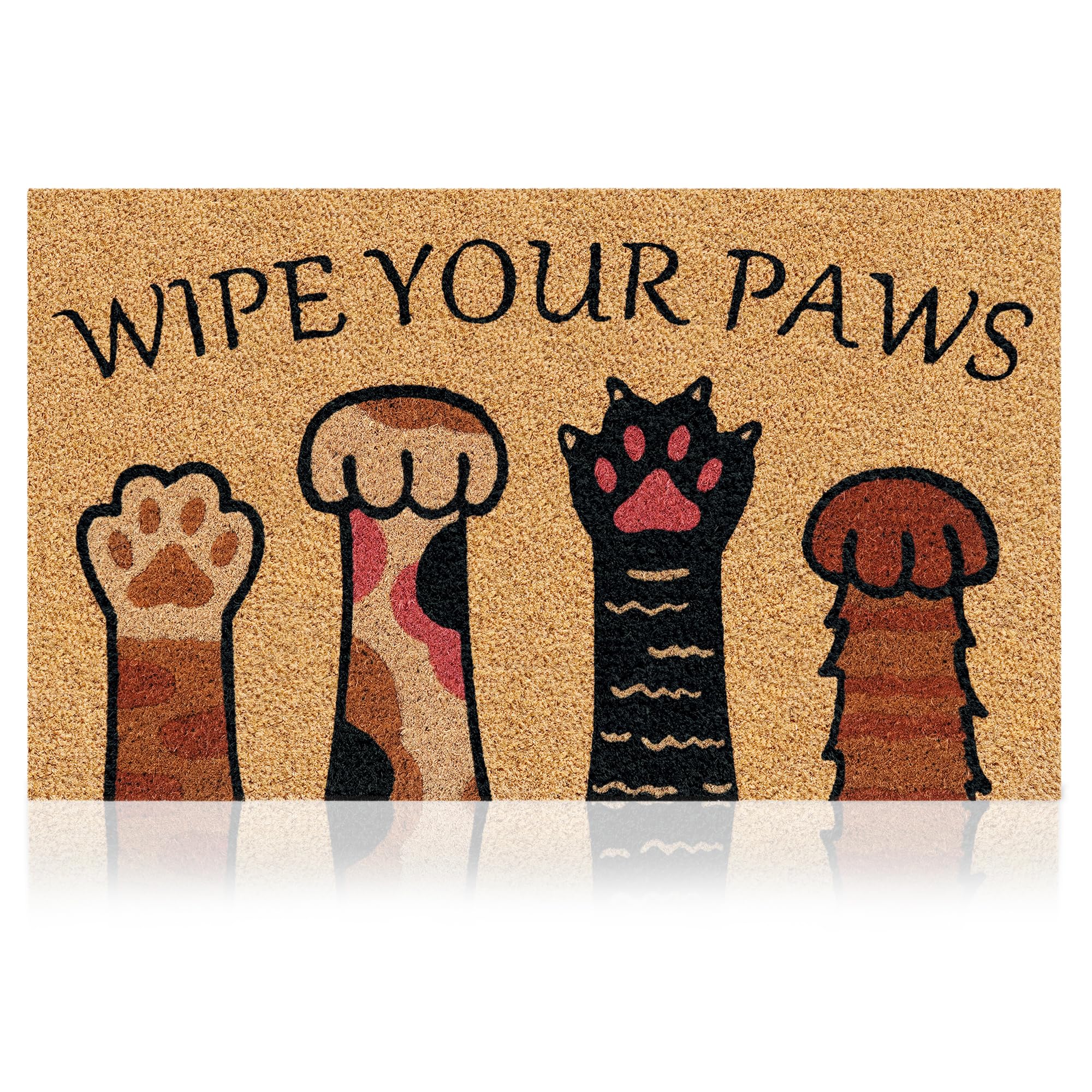 AMARU DOOR MATS Wipe Your Paws front door mat with a stylish welcome that traps dirt.