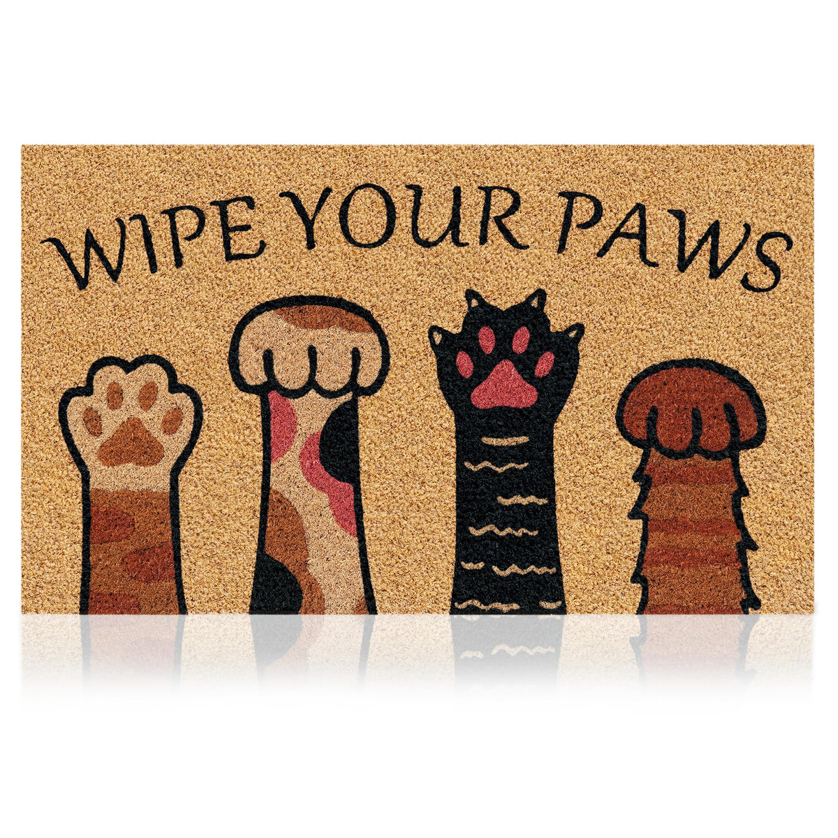 AMARU DOOR MATS Wipe Your Paws front door mat with a stylish welcome that traps dirt.