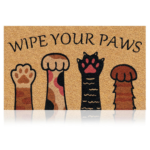AMARU DOOR MATS Wipe Your Paws front door mat with a stylish welcome that traps dirt.