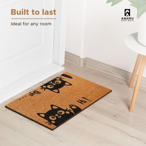 AMARU DOOR MATS Hi-Bye Cat entryway porch, adds curb appeal and practical dirt control.