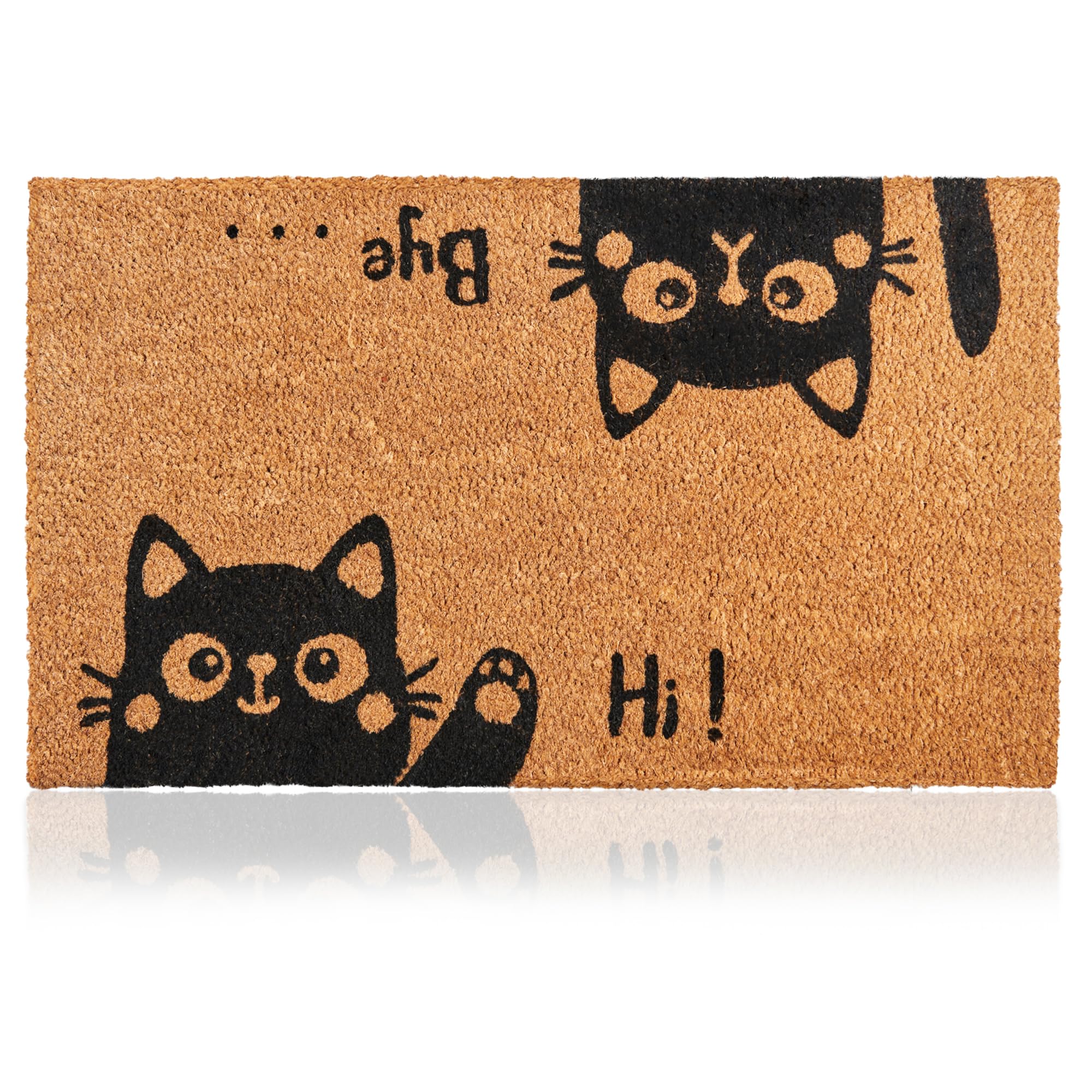 AMARU DOOR MATS Hi-Bye Cat front view, a minimalist welcome mat for stylish entryways.