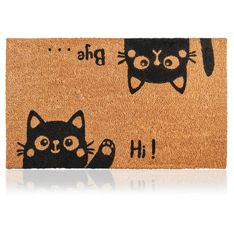 AMARU DOOR MATS Hi-Bye Cat front view, a minimalist welcome mat for stylish entryways.