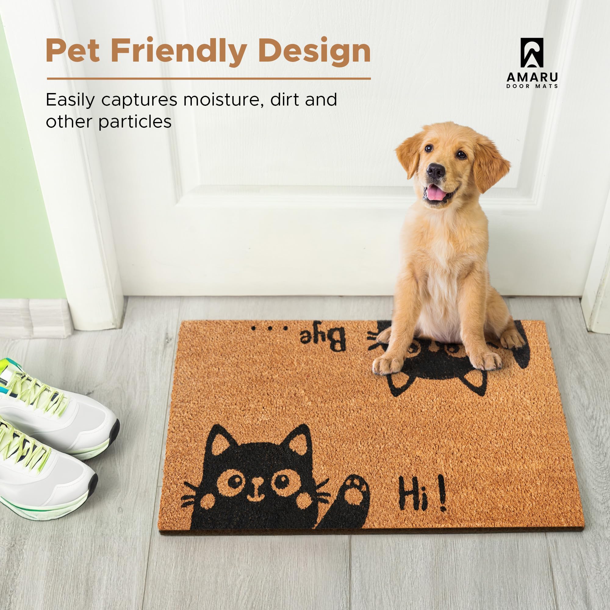 AMARU DOOR MATS Hi-Bye Cat gift-ready, perfect for housewarmings.
