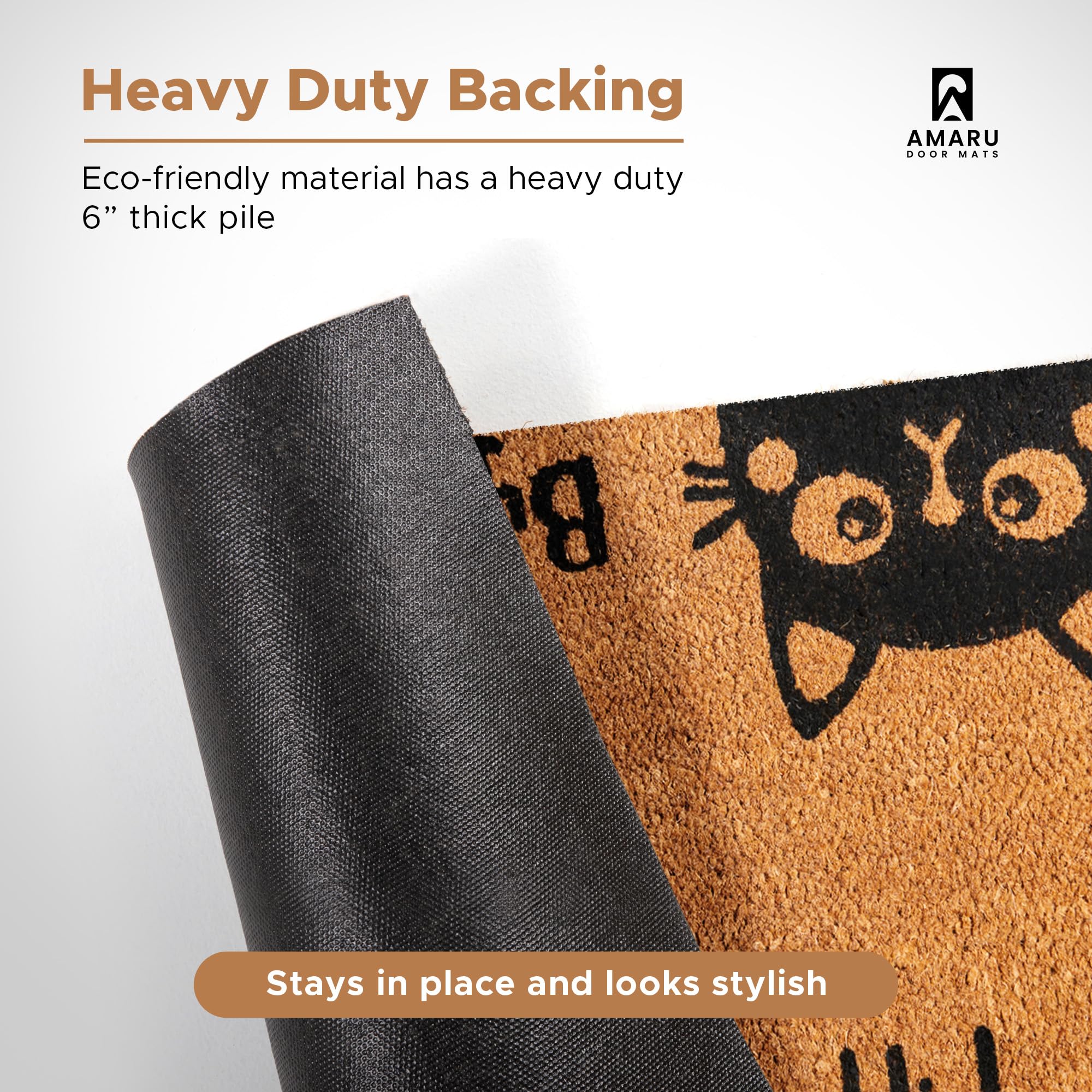 AMARU DOOR MATS Hi-Bye Cat minimalist design enhances modern home décor.