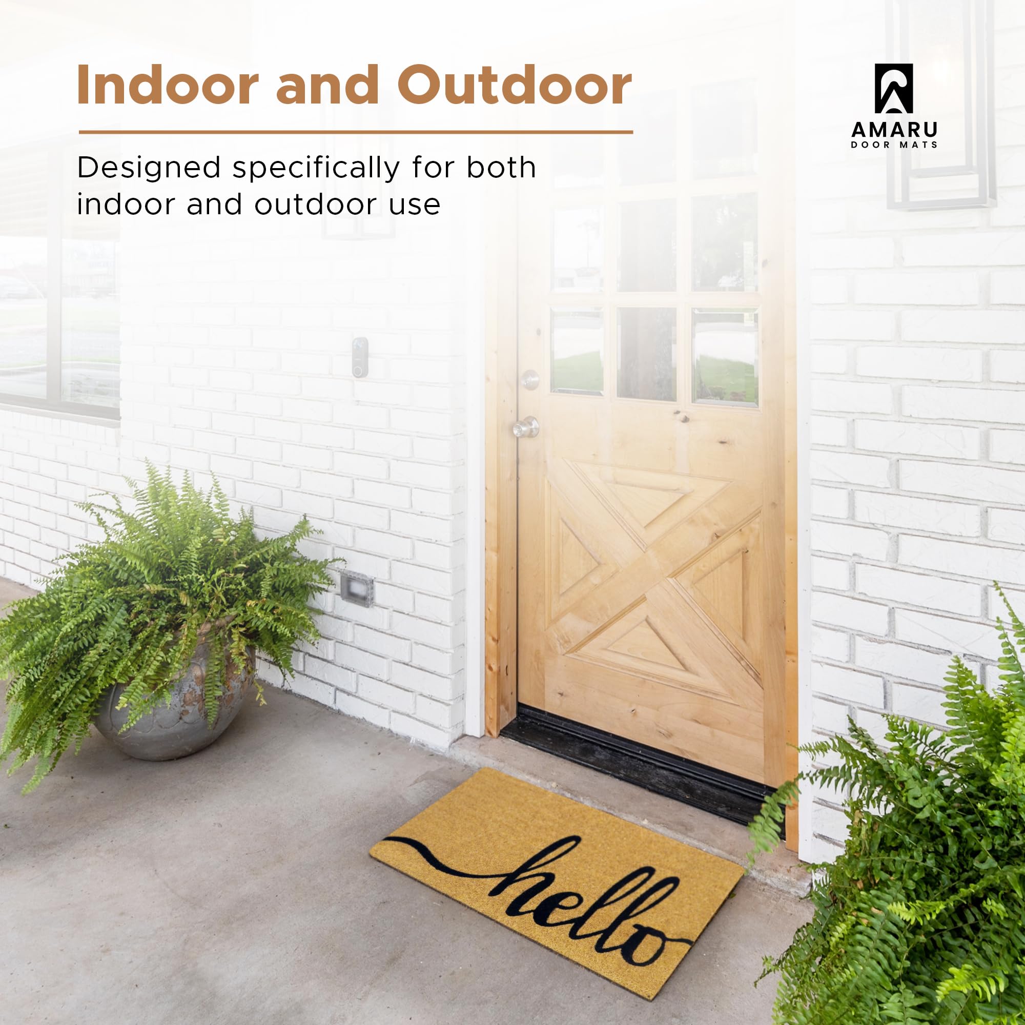AMARU DOOR MATS Hello Classic 2 dirt-catching surface helps keep floors cleaner.