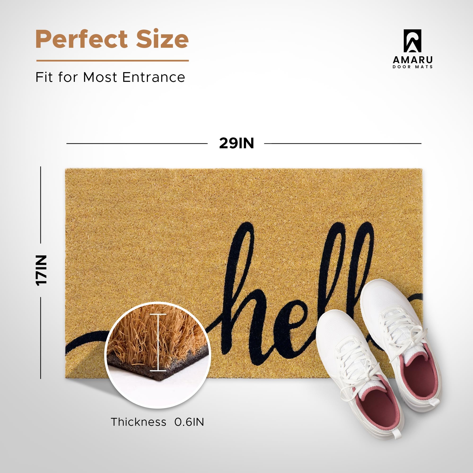 AMARU DOOR MATS Hello Classic 2 texture close-up highlights natural fibers and durability.