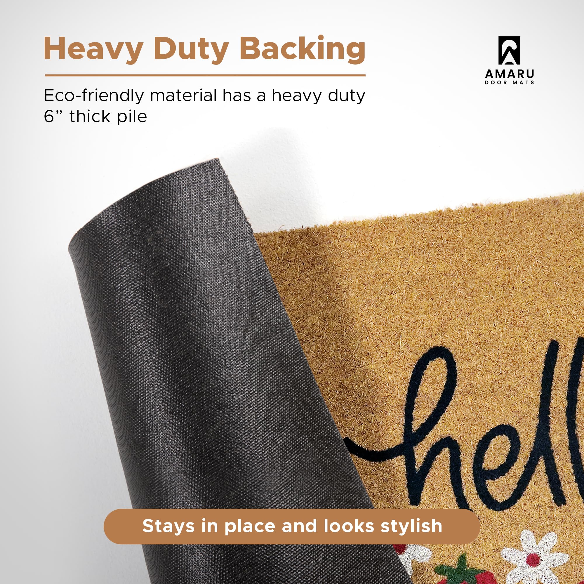 AMARU Hello Strawberries mat helps keep interiors clean by trapping dirt