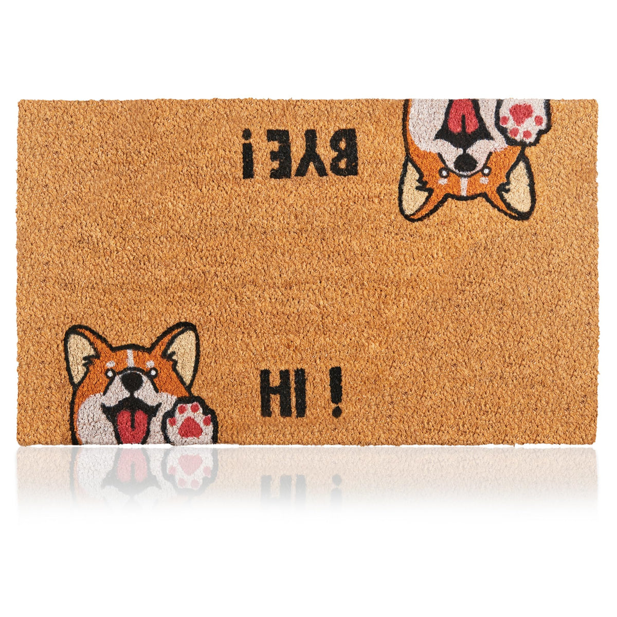 AMARU DOOR MATS Hi-Bye Dog 17x29 coir mat showcases stylish entryway welcome with natural fibers