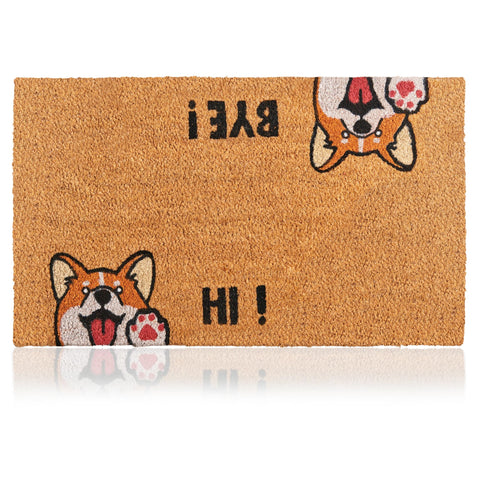 AMARU DOOR MATS Hi-Bye Dog 17x29 coir mat showcases stylish entryway welcome with natural fibers