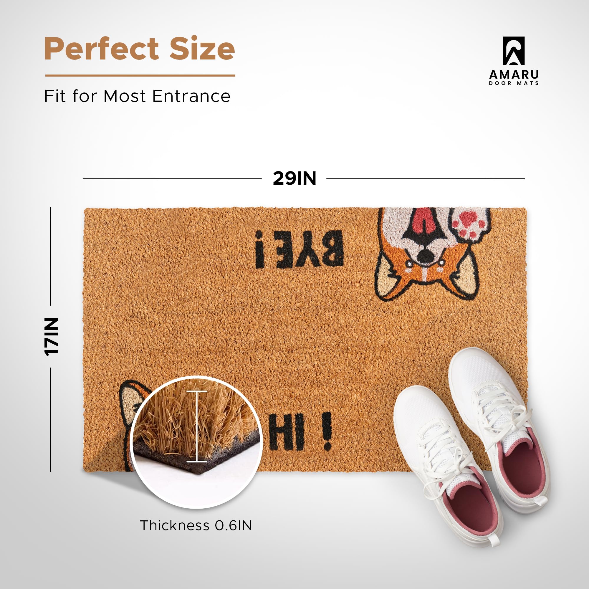 AMARU DOOR MATS Hi-Bye Dog anti-slip backing keeps doorstep safe