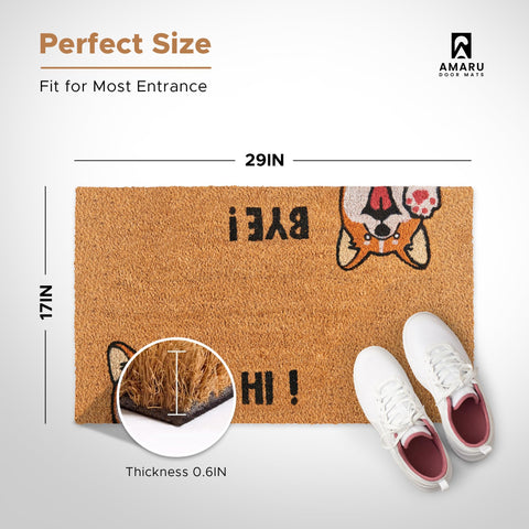 AMARU DOOR MATS Hi-Bye Dog anti-slip backing keeps doorstep safe
