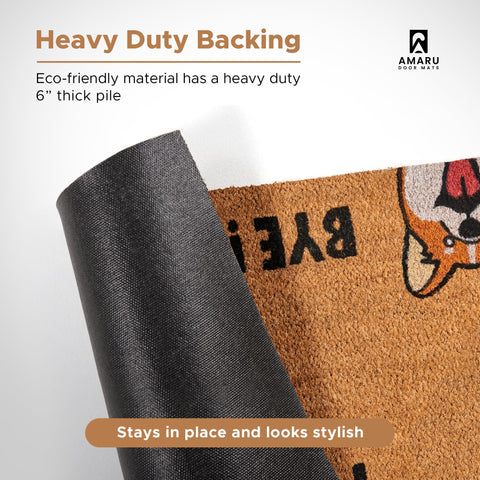 AMARU DOOR MATS Hi-Bye Dog heavy-duty backing reduces movement