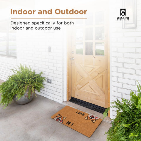 AMARU DOOR MATS Hi-Bye Dog welcoming mat fits at entry and doorway