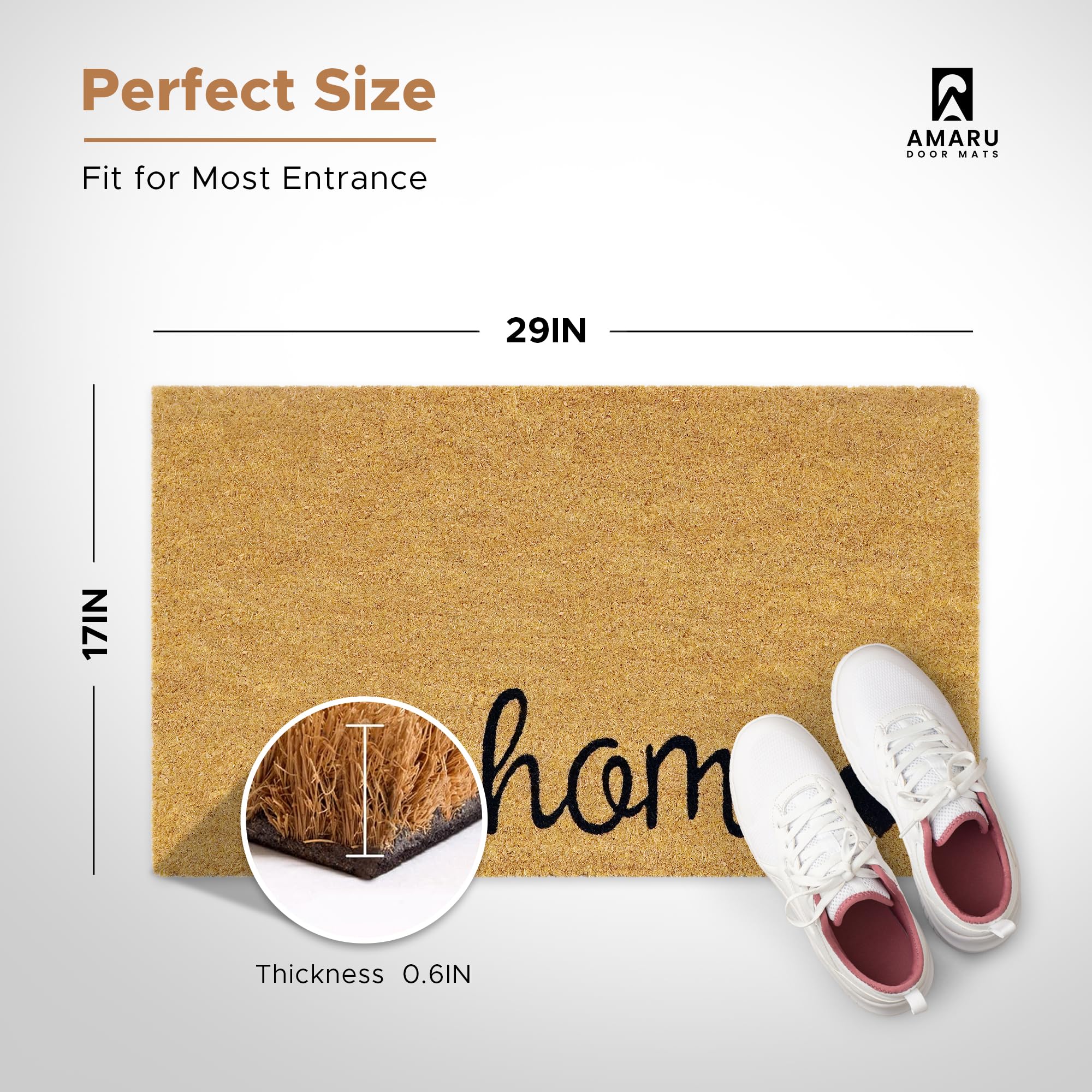 AMARU DOOR MATS Home Love coconut fiber surface traps dirt, keeping entryways cleaner.