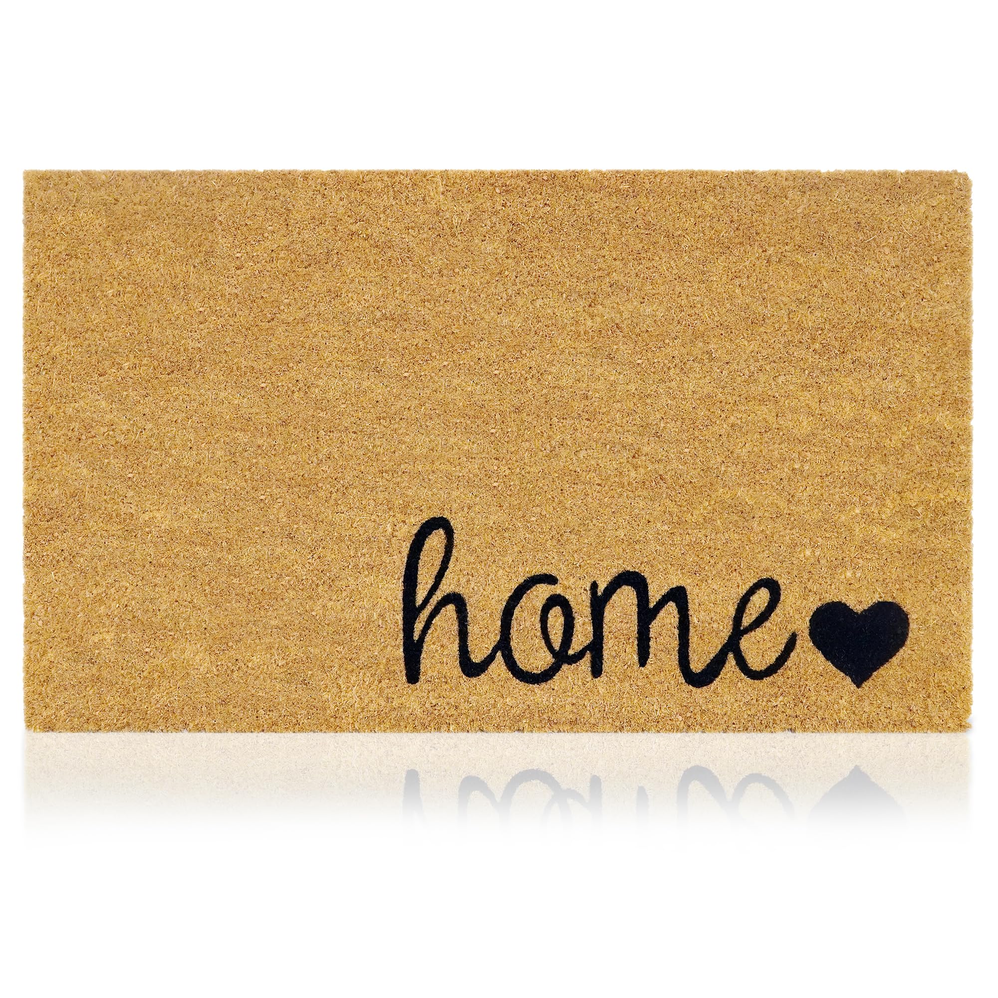 AMARU DOOR MATS Home Love front door mat with coconut fiber surface provides welcoming grip.
