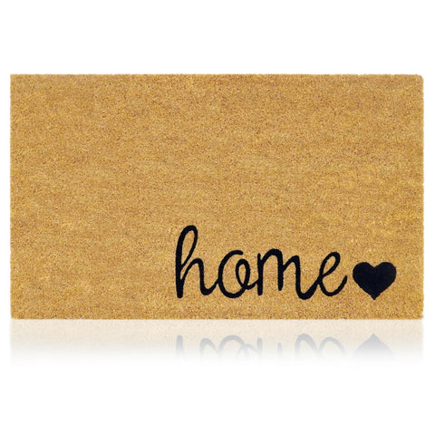 AMARU DOOR MATS Home Love front door mat with coconut fiber surface provides welcoming grip.