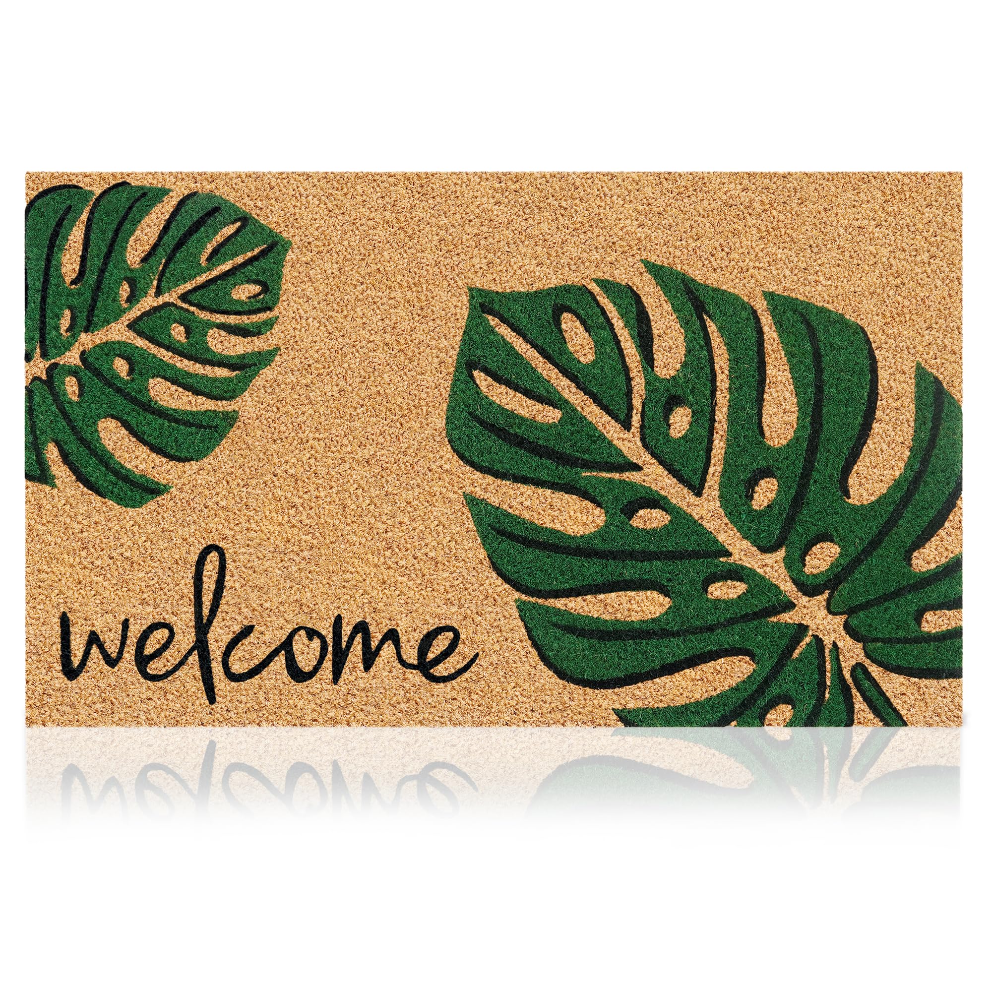 AMARU Leaves doormat close-up reveals coconut fiber texture for a stylish entry