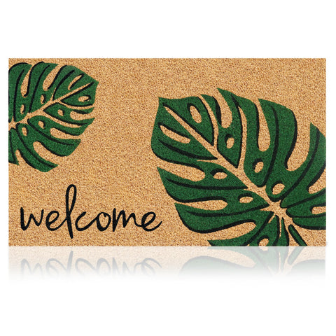 AMARU Leaves doormat close-up reveals coconut fiber texture for a stylish entry