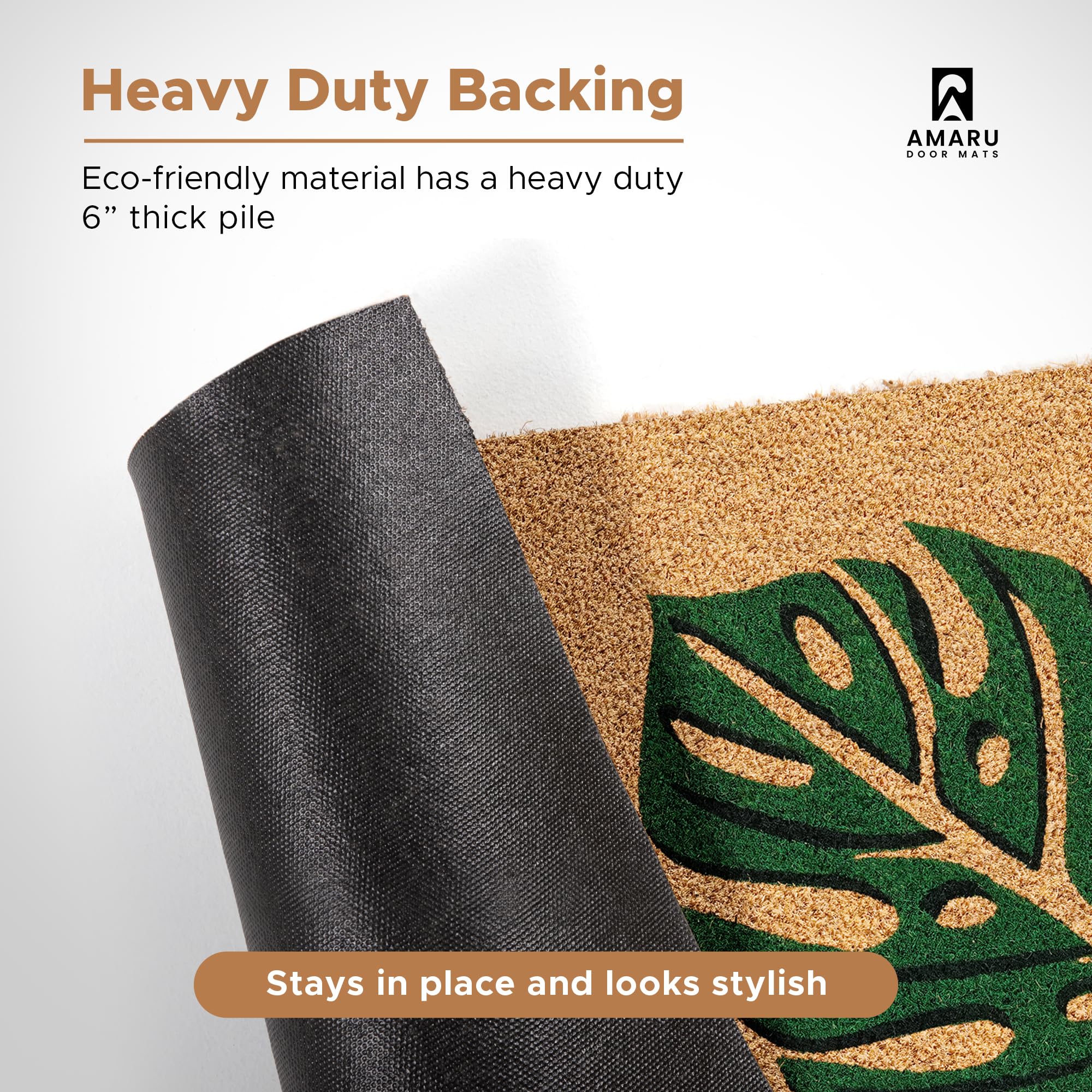 AMARU Leaves heavy duty backing stays put in high traffic areas