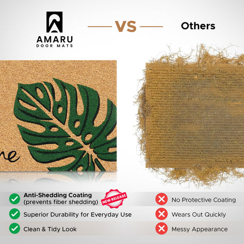 AMARU Leaves porch entryway mat positioned at the door for curb appeal
