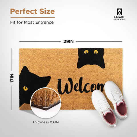 AMARU DOOR MATS Coir surface texture highlighting natural fibers that trap dirt at the doorstep.