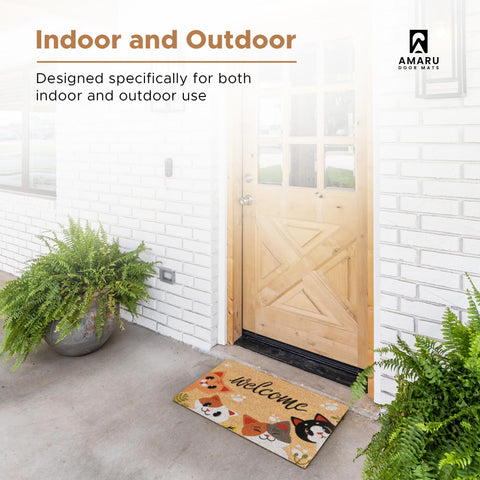 AMARU minimalist welcome mat complements front porch decor