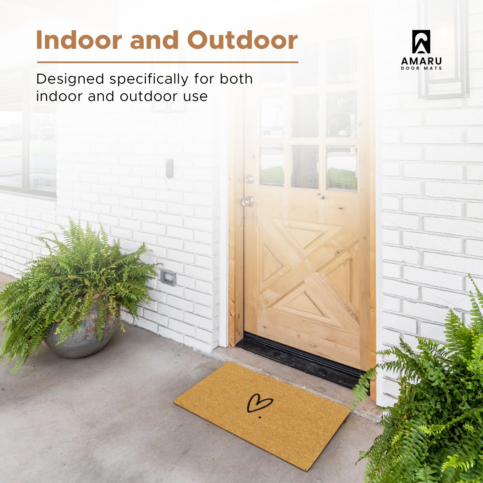 AMARU DOOR MATS heavy-duty backing stays put on busy doorsteps.