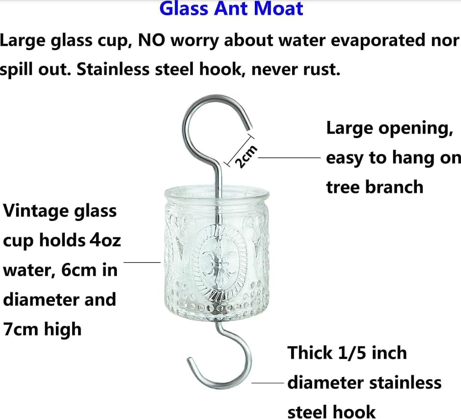 AMAURAS 4OZ large-capacity ant moat reduces refills.