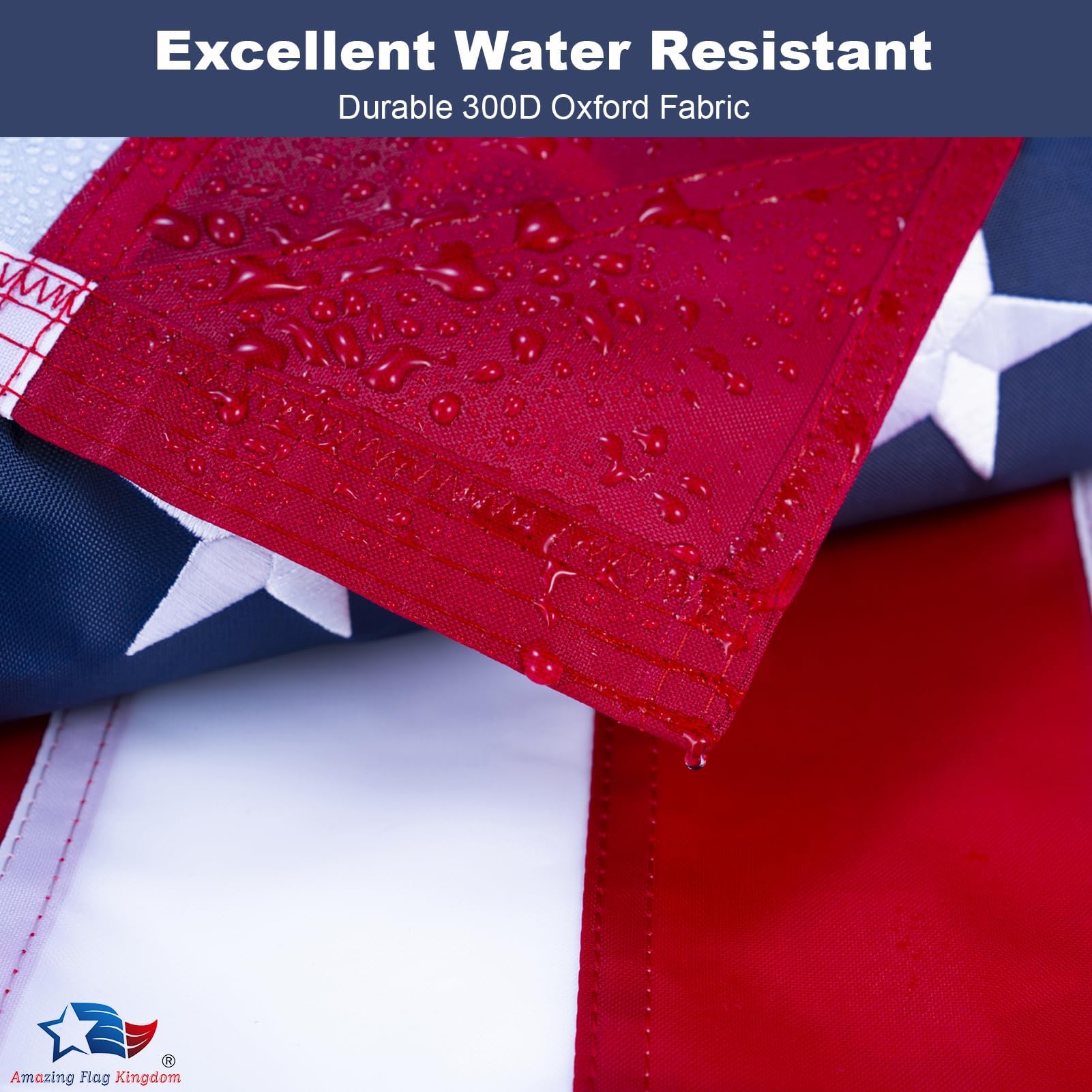 Amazing Flag Kingdom brass-grommets closeup, sturdy hardware for secure hanging outdoors