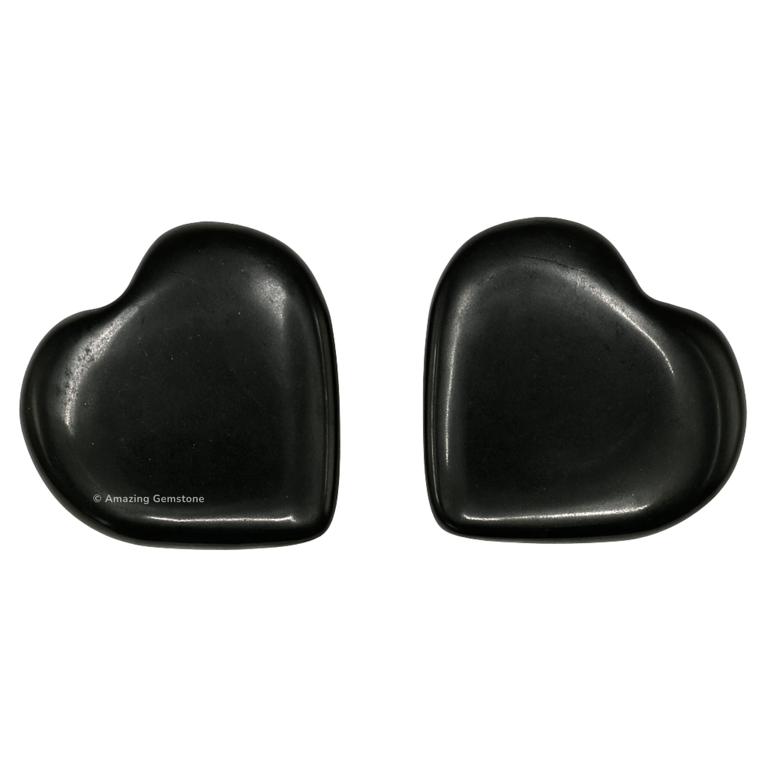 Amazing Gemstone Black Tourmaline Heart pair for pocket protection and grounding.