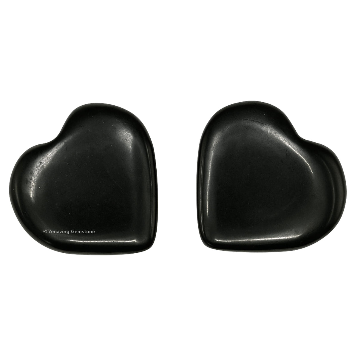 Amazing Gemstone Black Tourmaline Heart pair for pocket protection and grounding.