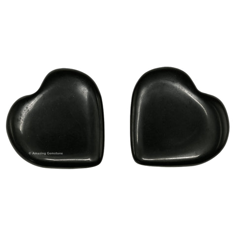 Amazing Gemstone Black Tourmaline Heart pair for pocket protection and grounding.