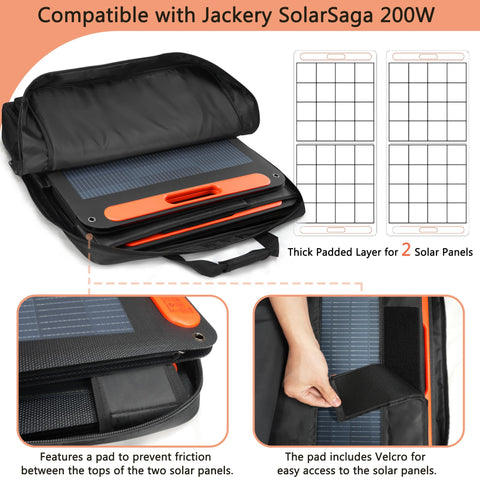 Amazing Fair solar bag interior with foam divider keeps two panels safe.