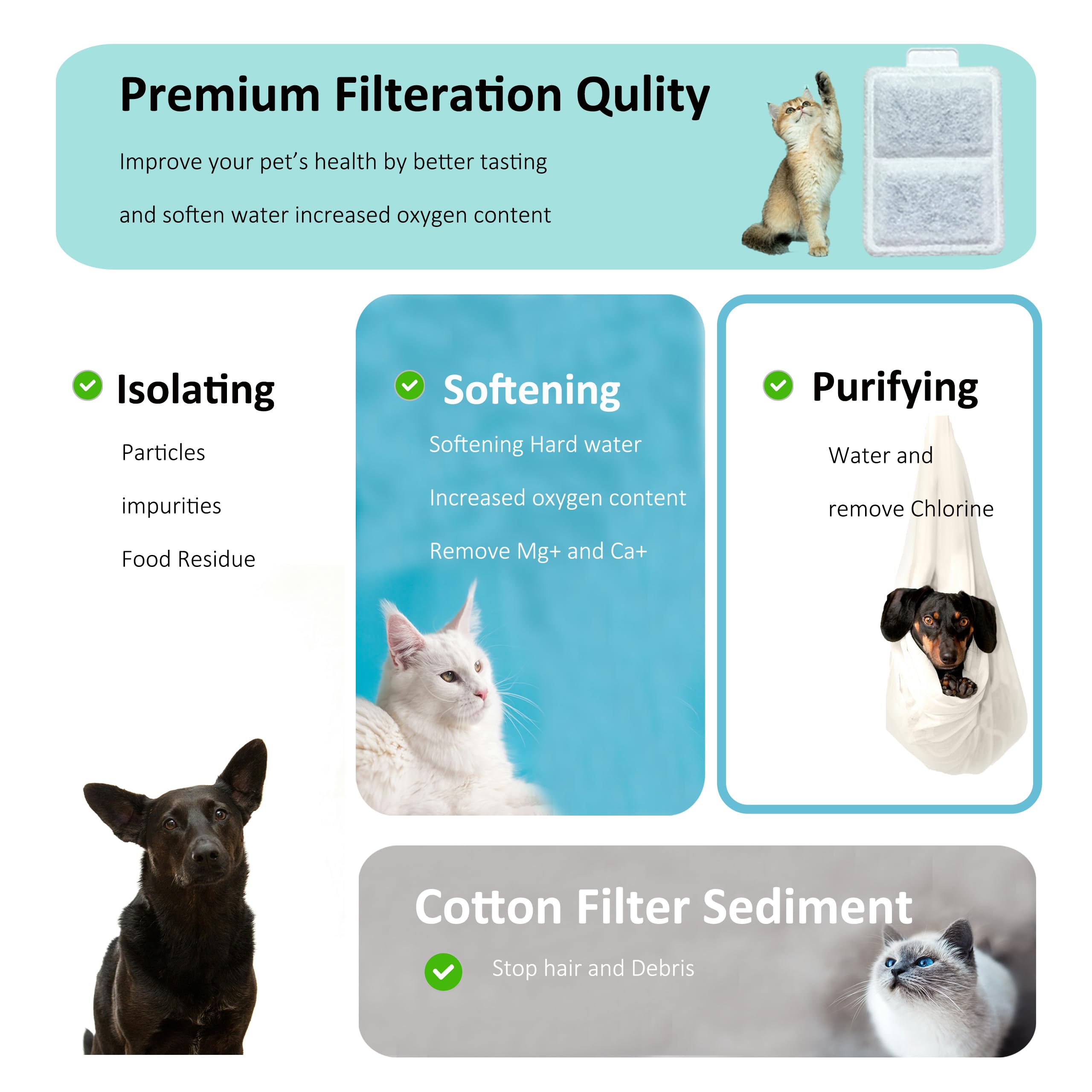 Amazinpure double-filtration filter reduces hair and metals for clearer drinking water.