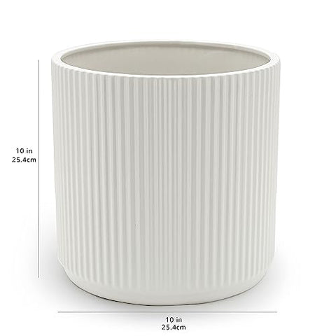 10-inch Amazon Basics ceramic round planter ideal for shelves and patios.
