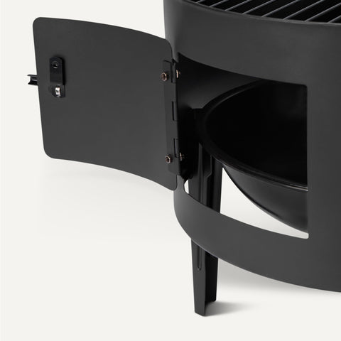 Amazon Basics vertical charcoal smoker locking system adds secure, convenient handling