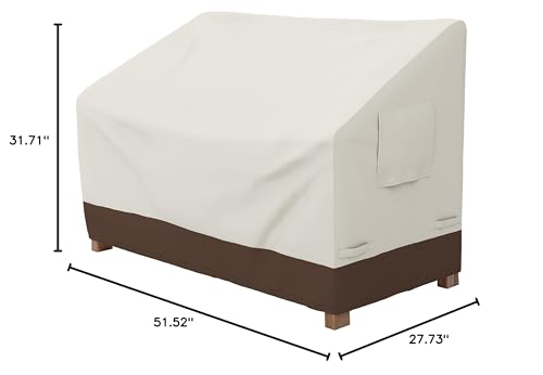 Amazon Basics 2 Seater Outdoor Couch Cover beige color blends with outdoor furniture.