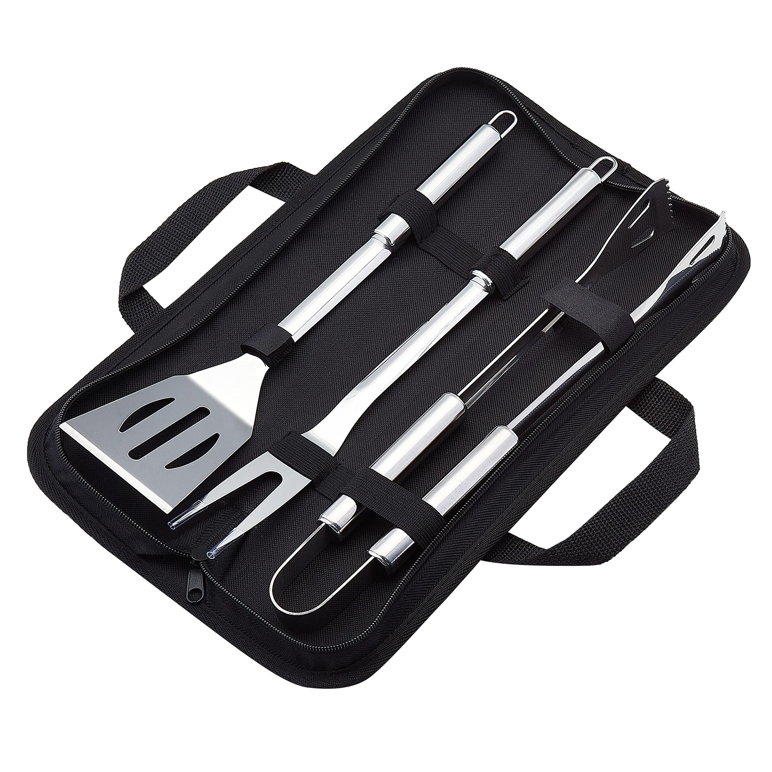 Amazon Basics 4-piece BBQ spatula for grilling with rust-resistant steel