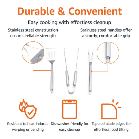 Amazon Basics BBQ tongs in action with reliable grip