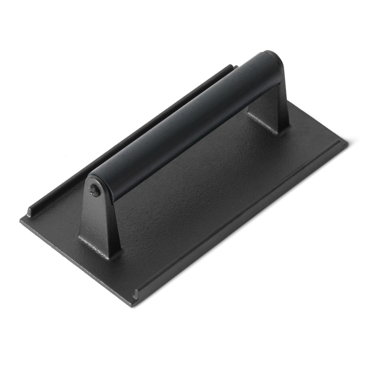 Amazon Basics cast iron burger press, rectangle shape, for uniformly shaped patties.