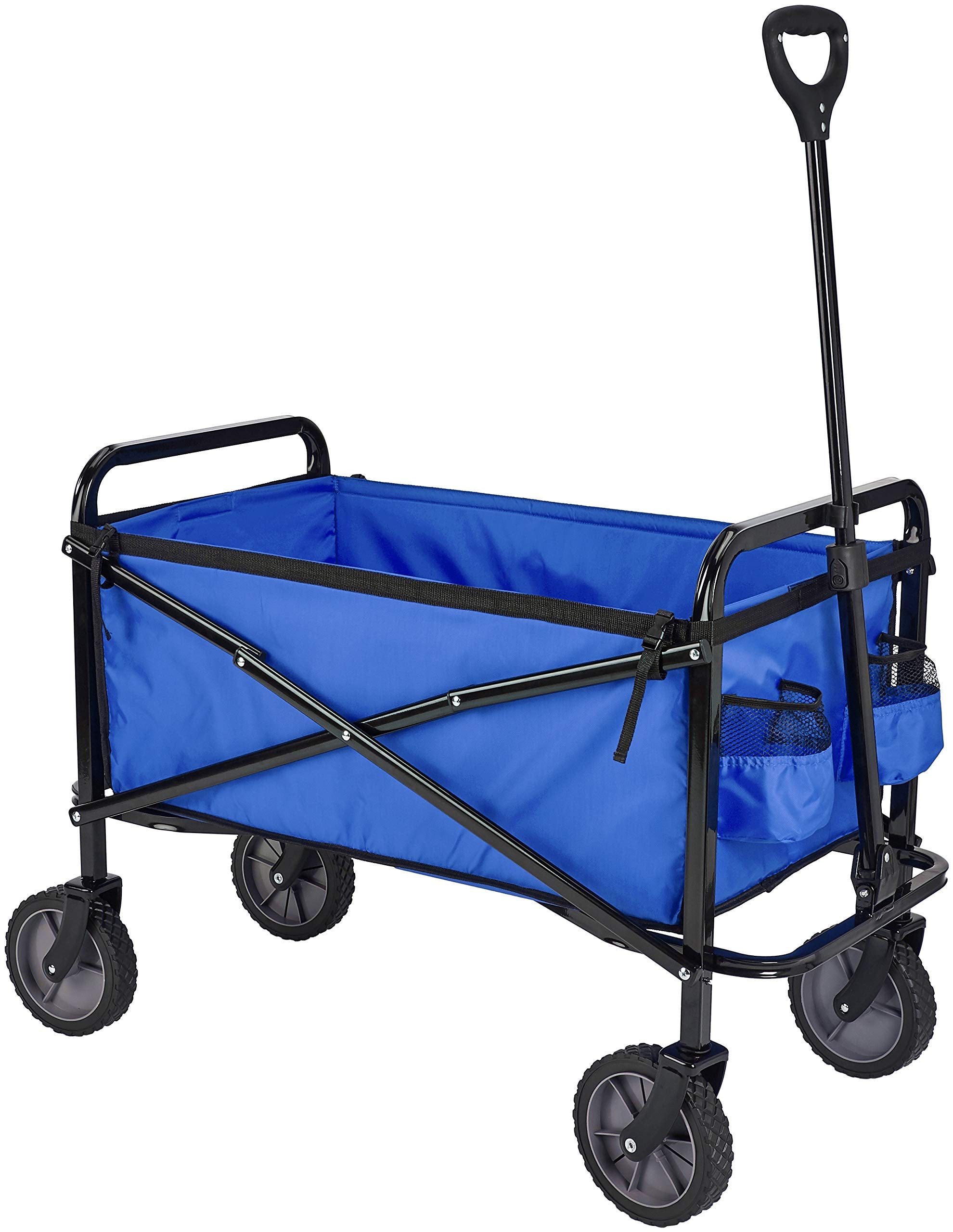 Amazon Basics collapsible wagon in blue for easy outdoor transport
